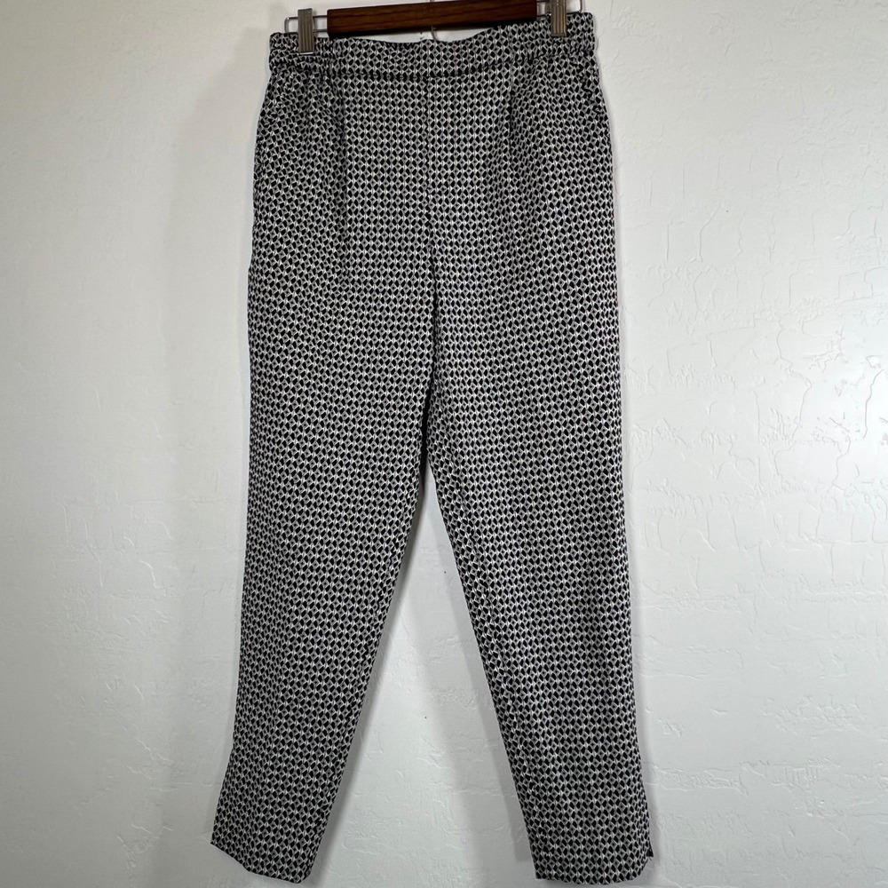 Anthropologie Black White Geometric Diamond Jacquard Ankle Pants XS